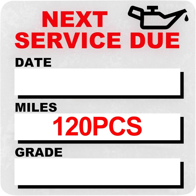 GUEER for Oil Change Sticker Static Cling, Clear Stickers 120 Pcs 2”x 2” Next Service Due Sticker for Windshield, Easy to Peel with No Residue for Car Auto Vehicle Window (Red4) - Image 1